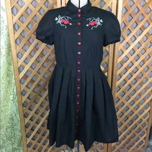 Hell Bunny Retro Shirt Dress Pinup Rockabilly Lrg